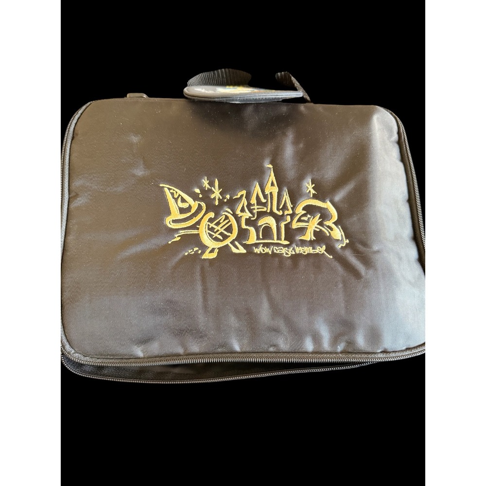 Disney World Cast Member Wow Pin Trading Bag Black Gold Embroidery Large